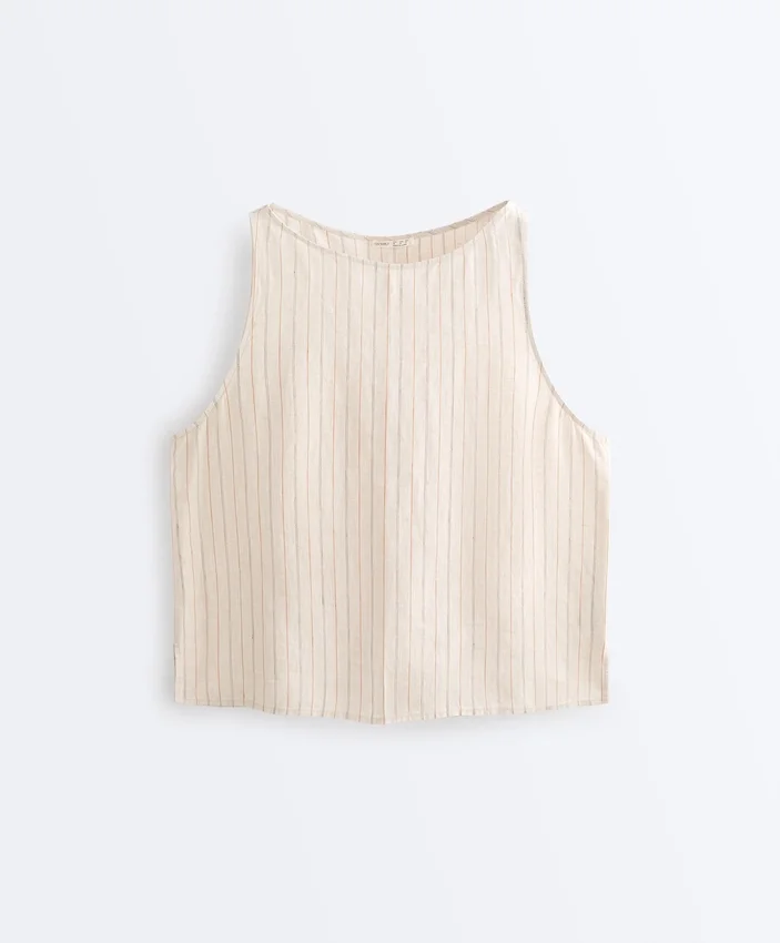 100% Linen Striped Square Top 100% Linen Striped Square Top
