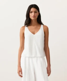 100% Linen V-Neck Strap Top