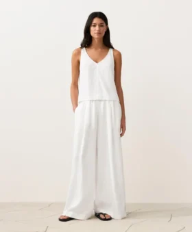 100% Linen V-Neck Strap Top