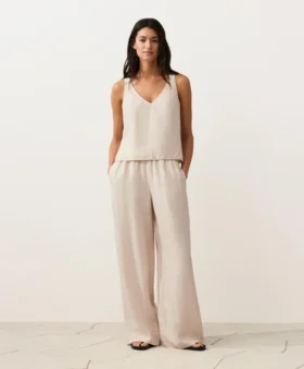 100% Linen V-Neck Strap Top