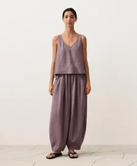 100% Linen V-Neck Strap Top