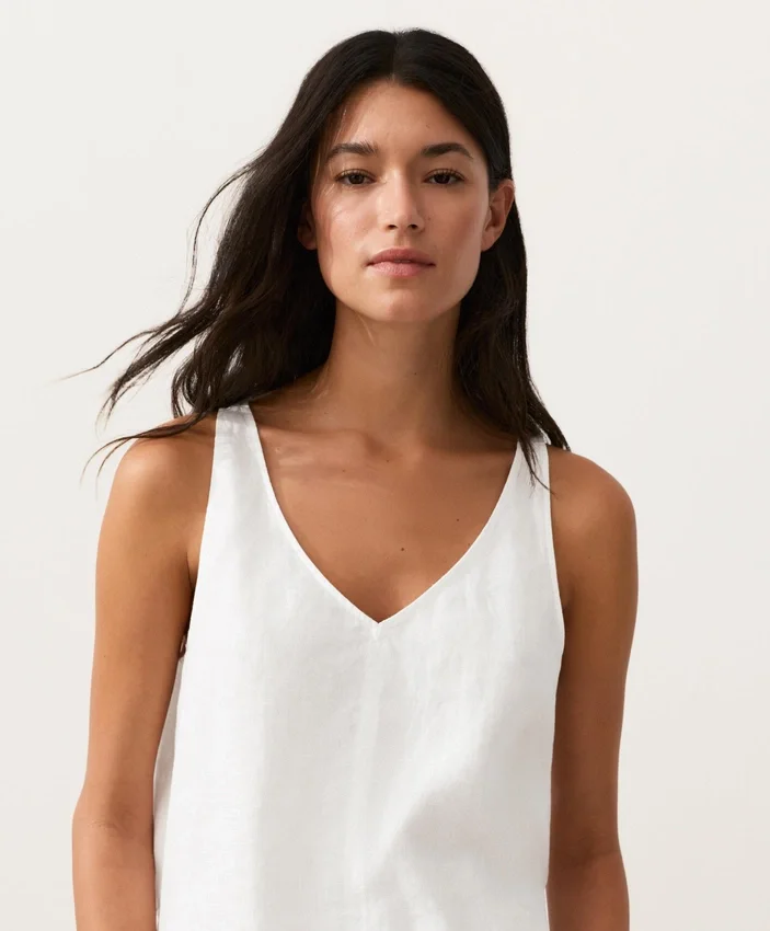 100% Linen V-Neck Strap Top 100% Linen V-Neck Strap Top
