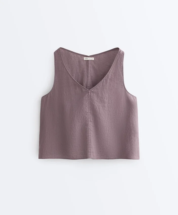 100% Linen V-Neck Strap Top 100% Linen V-Neck Strap Top