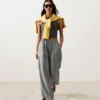 100% Linen Wide-Leg Striped Trousers 100% Linen Wide-Leg Striped Trousers