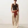 100% Linen Wide-Leg Striped Trousers 100% Linen Wide-Leg Striped Trousers