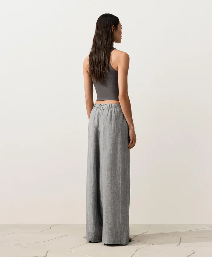 100% Linen Wide-Leg Striped Trousers 100% Linen Wide-Leg Striped Trousers