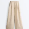100% Linen Wide-Leg Striped Trousers 100% Linen Wide-Leg Striped Trousers