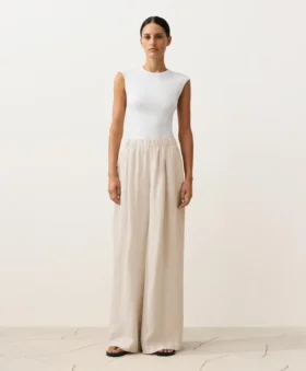 100% Linen Wide-Leg Trousers