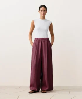 100% Linen Wide-Leg Trousers