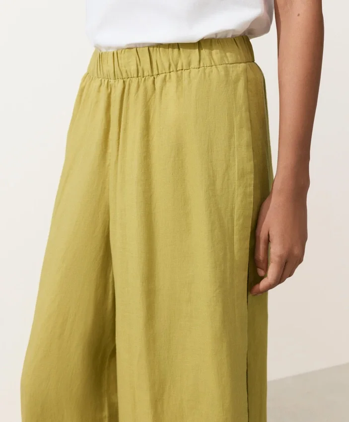 100% Linen Wide-Leg Trousers with Side Pleat 100% Linen Wide-Leg Trousers with Side Pleat