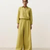 100% Linen Wide-Leg Trousers with Side Pleat 100% Linen Wide-Leg Trousers with Side Pleat