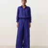 100% Linen Wide-Leg Trousers with Side Pleat 100% Linen Wide-Leg Trousers with Side Pleat