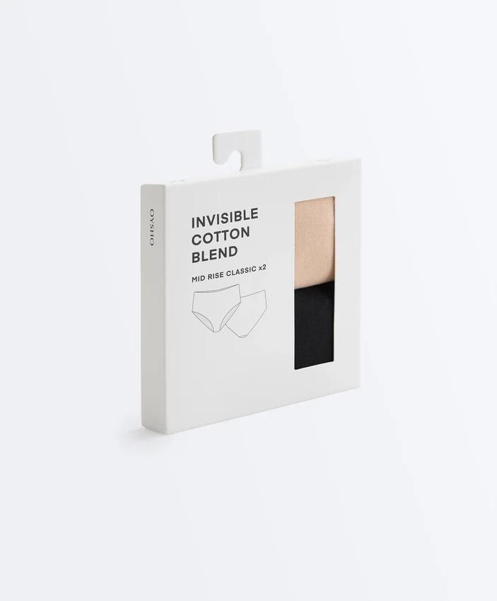 2 Invisible Cotton Blend Mid-Rise Classic Briefs 2 Invisible Cotton Blend Mid-Rise Classic Briefs