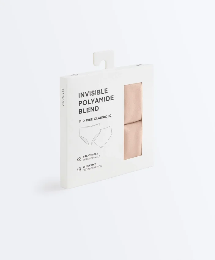 2 Invisible Polyamide Blend Mid-Rise Classic Briefs 2 Invisible Polyamide Blend Mid-Rise Classic Briefs