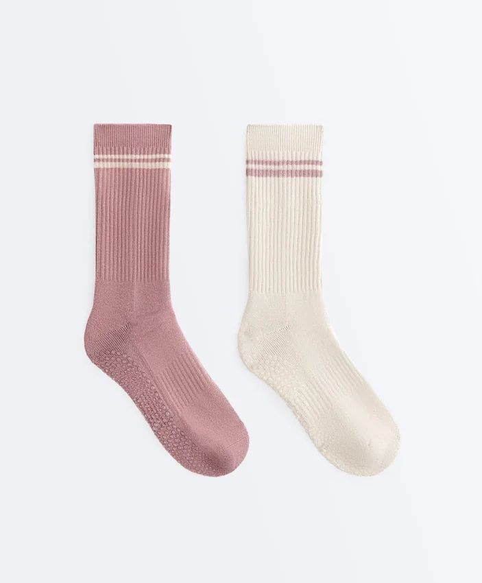 2 Pairs of Classic Cotton Blend Yoga and Pilates Socks 2 Pairs of Classic Cotton Blend Yoga and Pilates Socks