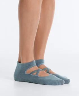 2 Pairs of Cotton Blend Yoga and Pilates Socks with Crossover Straps
