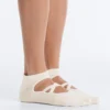 2 Pairs of Cotton Blend Yoga and Pilates Socks with Crossover Straps