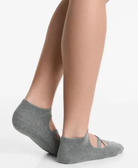 2 Pairs of Cotton Blend Yoga and Pilates Socks with Crossover Straps