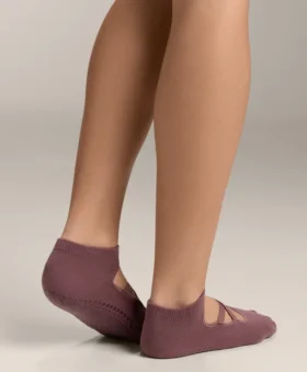 2 Pairs of Cotton Blend Yoga and Pilates Socks with Crossover Straps