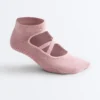 2 Pairs of Cotton Blend Yoga and Pilates Socks with Crossover Straps