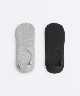 2 Pairs of High-Cut Ribbed Cotton Blend Invisible Socks