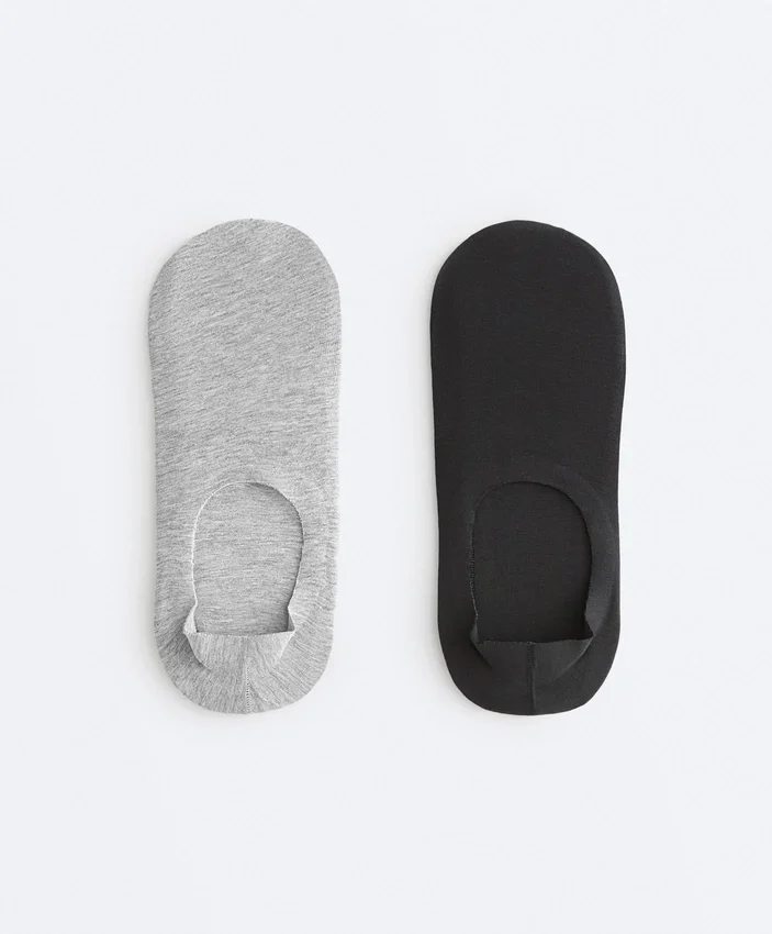 2 Pairs of High-Cut Ribbed Cotton Blend Invisible Socks 2 Pairs of High-Cut Ribbed Cotton Blend Invisible Socks