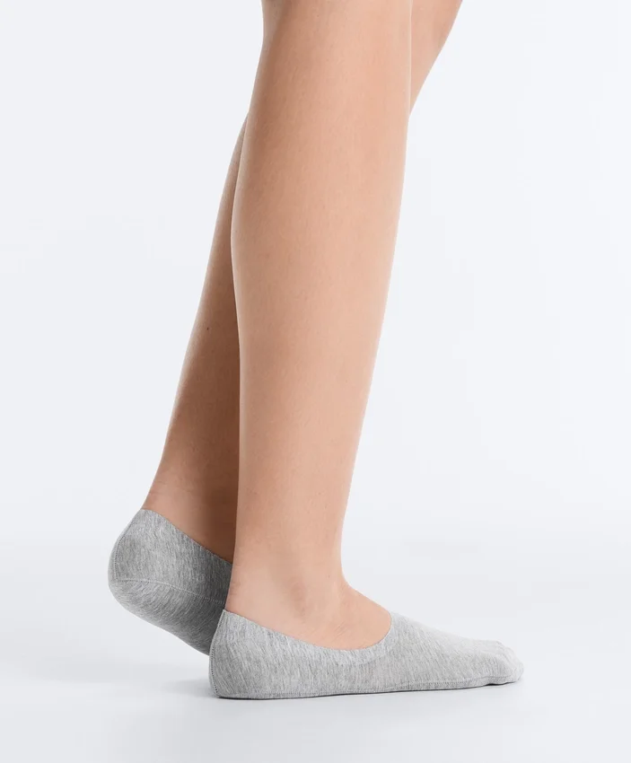 2 Pairs of High-Cut Ribbed Cotton Blend Invisible Socks 2 Pairs of High-Cut Ribbed Cotton Blend Invisible Socks
