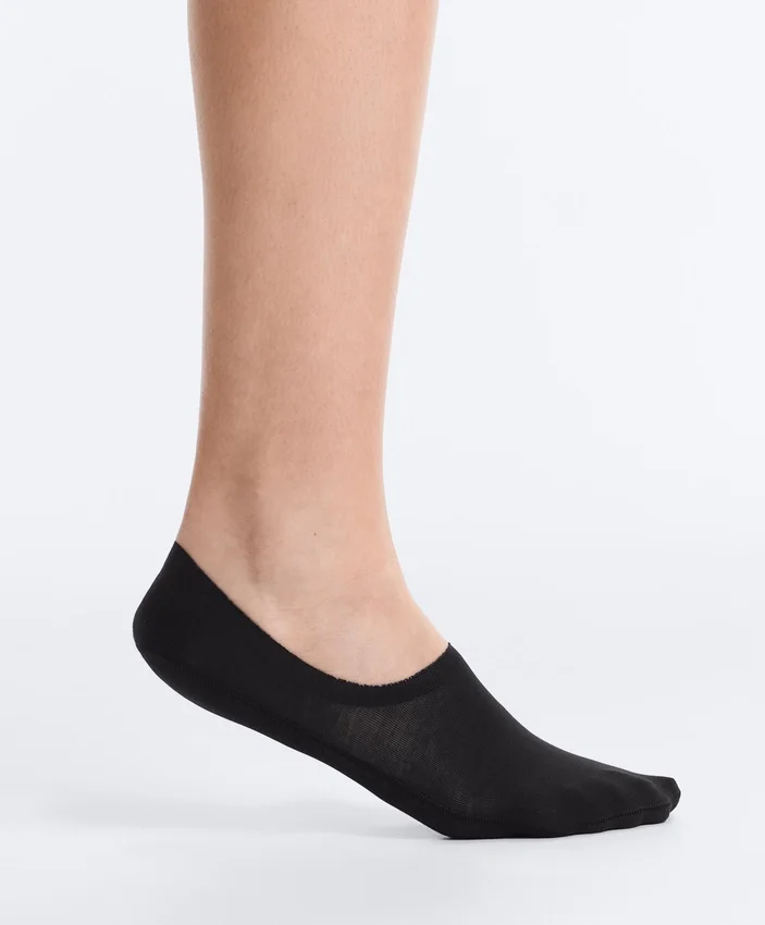 2 Pairs of High-Cut Ribbed Cotton Blend Invisible Socks 2 Pairs of High-Cut Ribbed Cotton Blend Invisible Socks