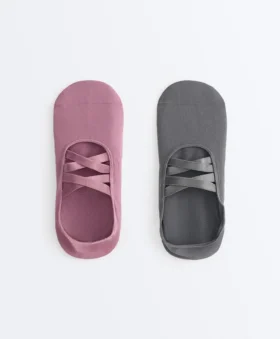 2 Pairs of Invisible Polyamide Blend Yoga and Pilates Socks with Double Straps