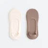 2 Pairs of Medium Cut Ribbed Cotton Blend Invisible Socks
