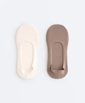 2 Pairs of Medium Cut Ribbed Cotton Blend Invisible Socks