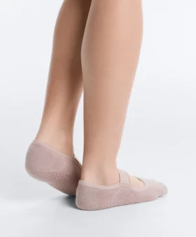2 Pairs of Padded Cotton Blend Invisible Yoga and Pilates Socks with Wide Strap
