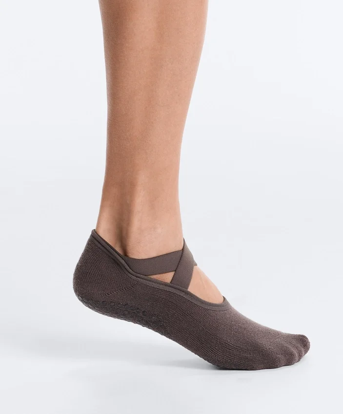 2 Pairs of Padded Cotton Blend Yoga and Pilates Invisible Socks with Crossover Straps 2 Pairs of Padded Cotton Blend Yoga and Pilates Invisible Socks with Crossover Straps
