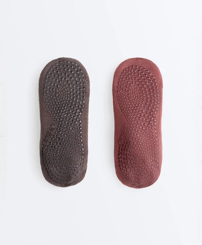2 Pairs of Padded Cotton Blend Yoga and Pilates Invisible Socks with Crossover Straps 2 Pairs of Padded Cotton Blend Yoga and Pilates Invisible Socks with Crossover Straps