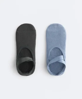 2 Pairs of Padded Cotton Blend Yoga and Pilates Socks with Crossover Straps