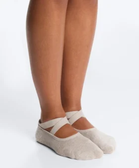 2 Pairs of Padded Cotton Blend Yoga and Pilates Socks with Crossover Straps