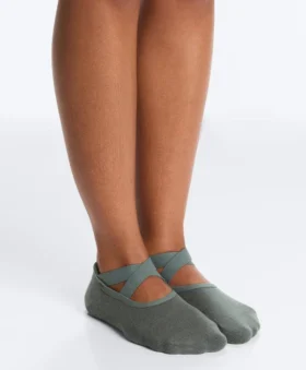 2 Pairs of Padded Cotton Blend Yoga and Pilates Socks with Crossover Straps