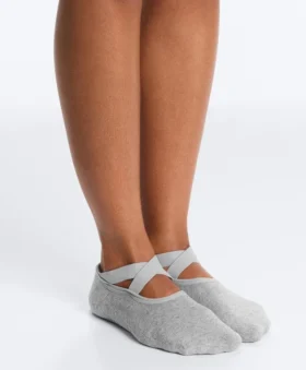 2 Pairs of Padded Cotton Blend Yoga and Pilates Socks with Crossover Straps