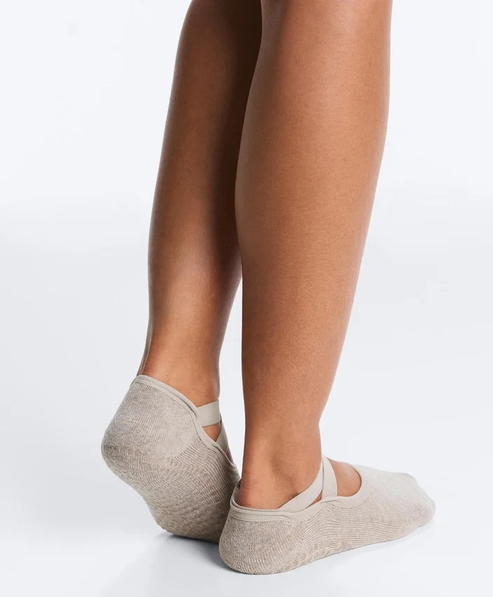 2 Pairs of Padded Cotton Blend Yoga and Pilates Socks with Crossover Straps 2 Pairs of Padded Cotton Blend Yoga and Pilates Socks with Crossover Straps