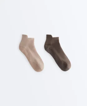2 Pairs of Polyamide Blend Yoga and Pilates Sneaker Socks