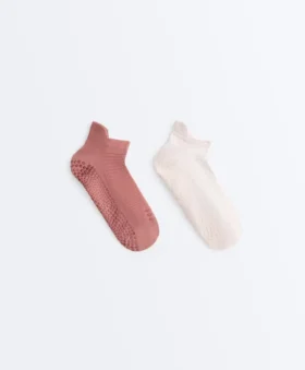 2 Pairs of Polyamide Blend Yoga and Pilates Sneaker Socks