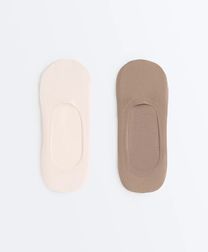 2 Pairs of Ribbed Microfibre Medium Cut Invisible Socks 2 Pairs of Ribbed Microfibre Medium Cut Invisible Socks