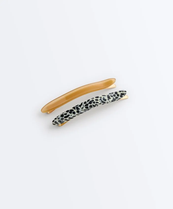 2 Printed Hair Barrettes 2 Printed Hair Barrettes
