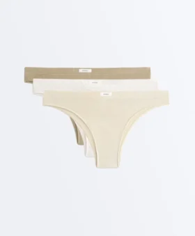 3 Cotton Blend Rib Logo Brazilian Briefs