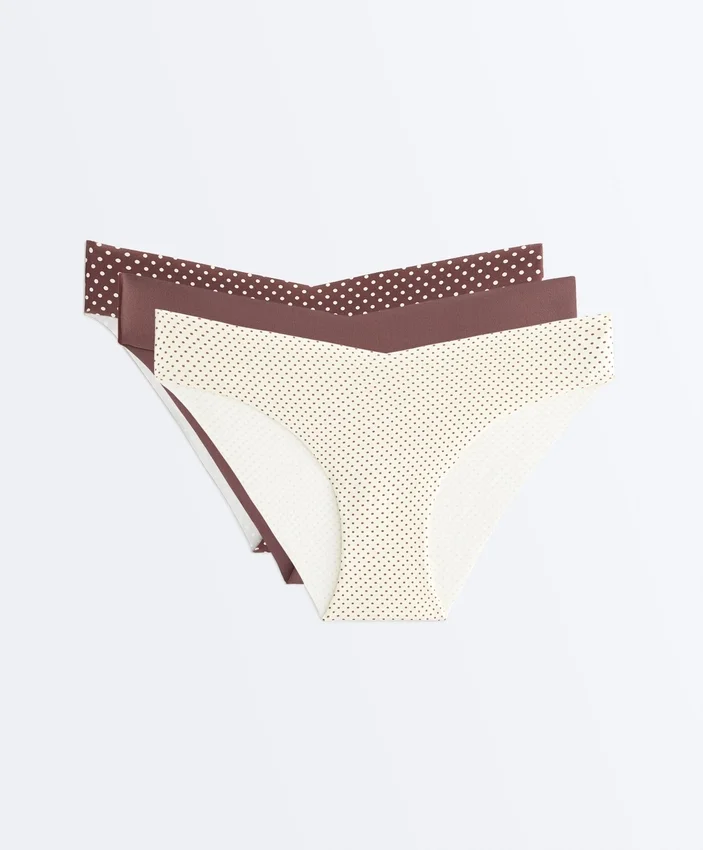3 Invisible Polyamide Blend V-Cut Laser-Cut Classic Bikini Briefs 3 Invisible Polyamide Blend V-Cut Laser-Cut Classic Bikini Briefs