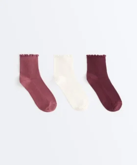 3 Pairs of Cotton Blend Quarter Socks with Curled Edge 3 Pairs of Cotton Blend Quarter Socks with Curled Edge