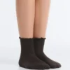 3 Pairs of Cotton Blend Quarter Socks with Curled Edge