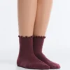 3 Pairs of Cotton Blend Quarter Socks with Curled Edge