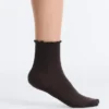 3 Pairs of Cotton Blend Quarter Socks with Curled Edge