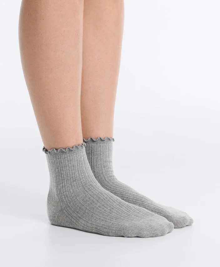 3 Pairs of Cotton Blend Quarter Socks with Curled Edge 3 Pairs of Cotton Blend Quarter Socks with Curled Edge